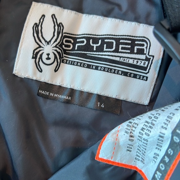 EUC kids boys Spyder snow pants snow bib grey/black size 12/14 - Picture 3 of 8